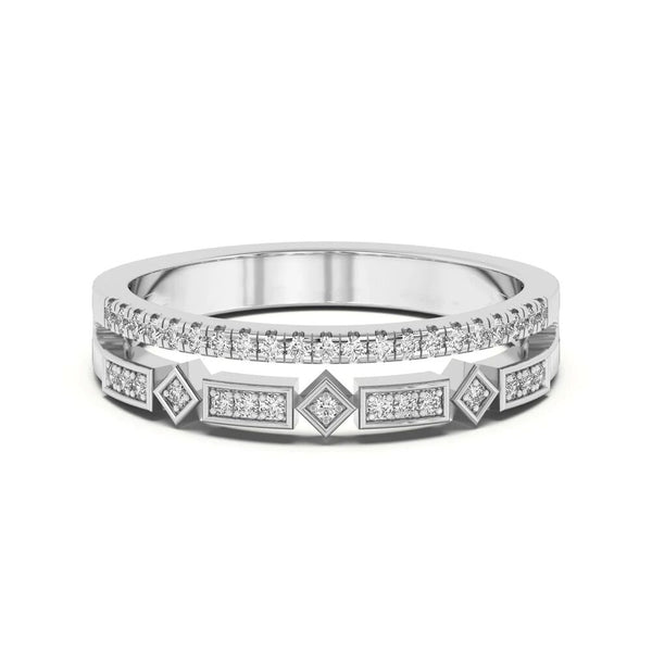 Round Cut Unique Style Moissanite Wedding Ring
