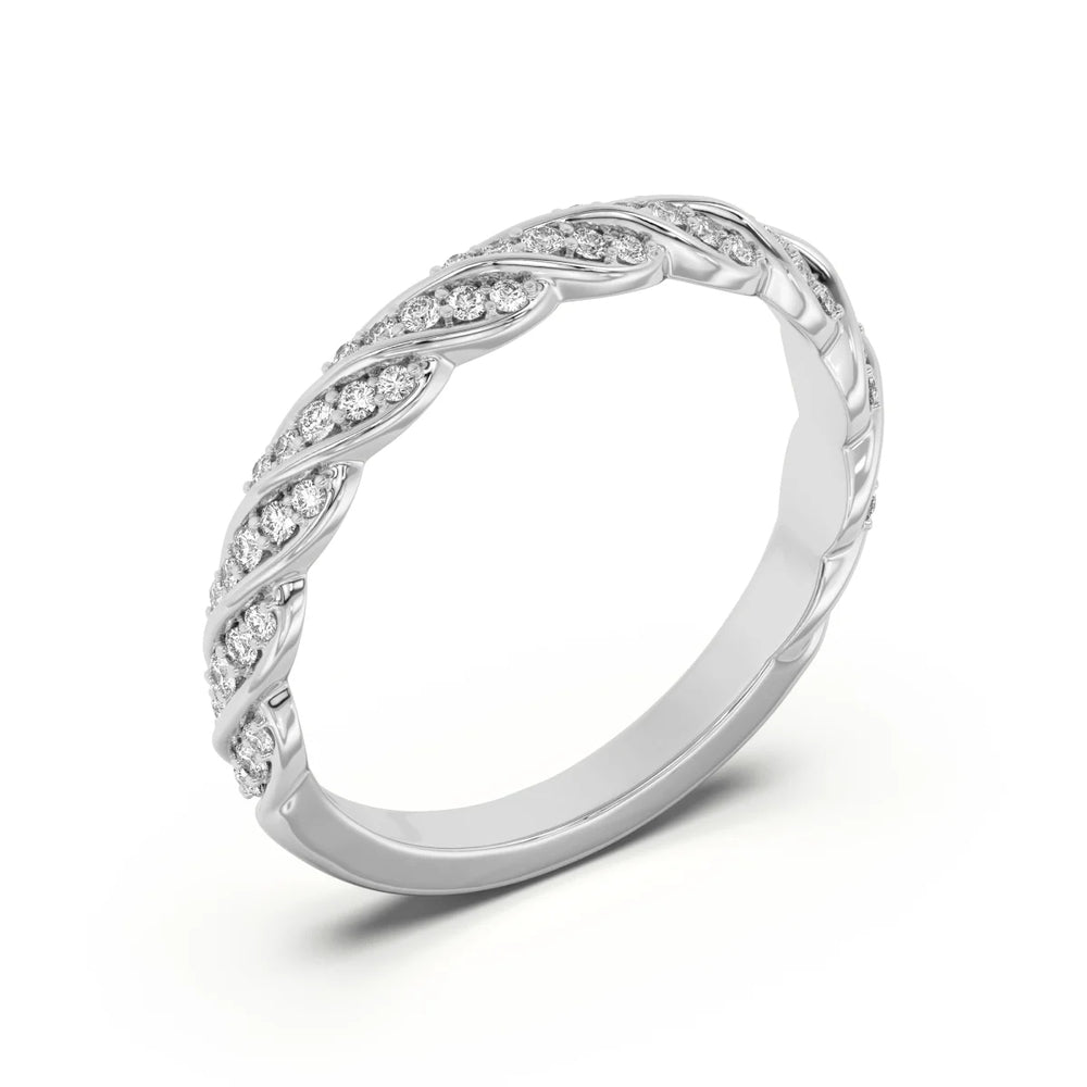 Round Cut Moissanite Twisted Style Engagement Band