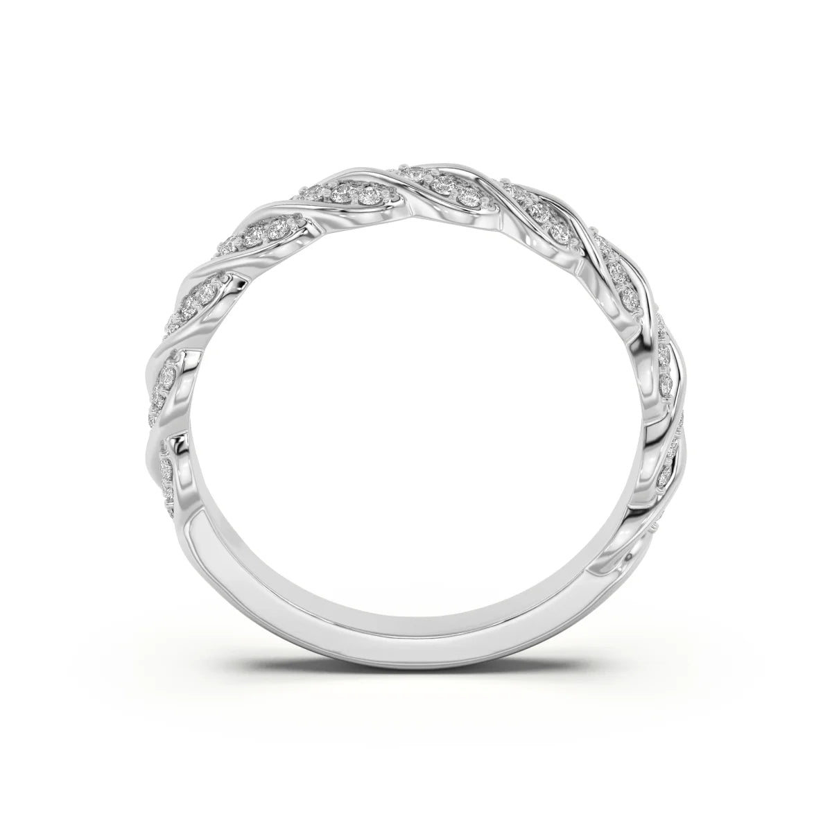 Round Cut Twisted Wedding Band for Bridal