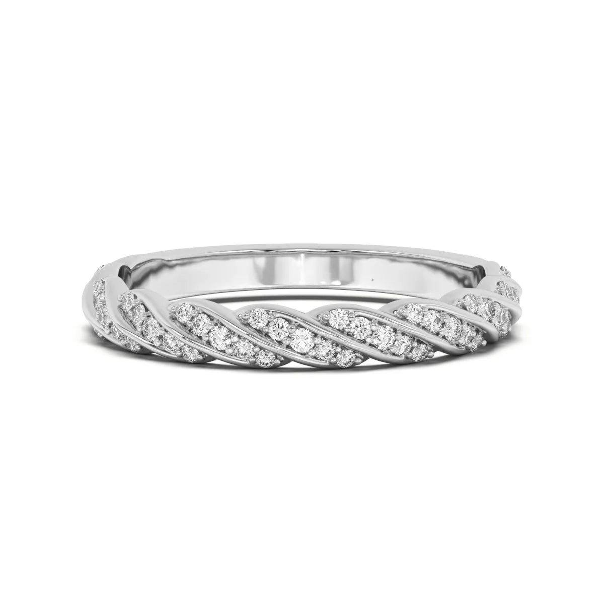 Round Cut Twisted Wedding Band for Bridal