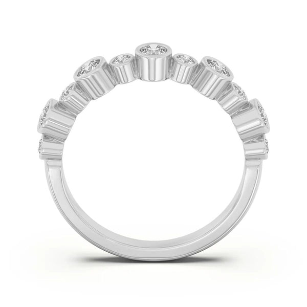 Round Cut Moissanite Bezel Set Wedding Band
