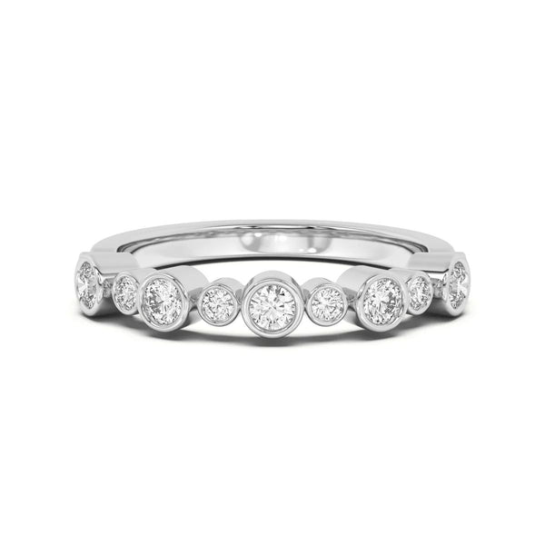 Round Cut Bezel Set Matching Wedding Band