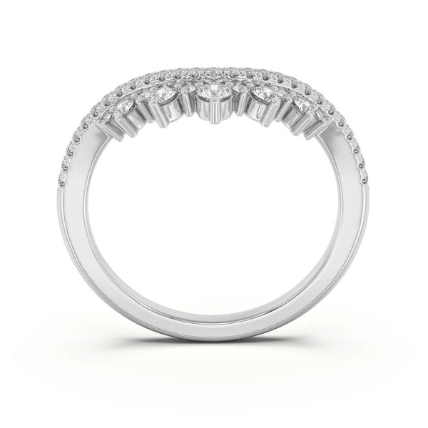 Round Cut Moissanite Curved Style Wedding Band