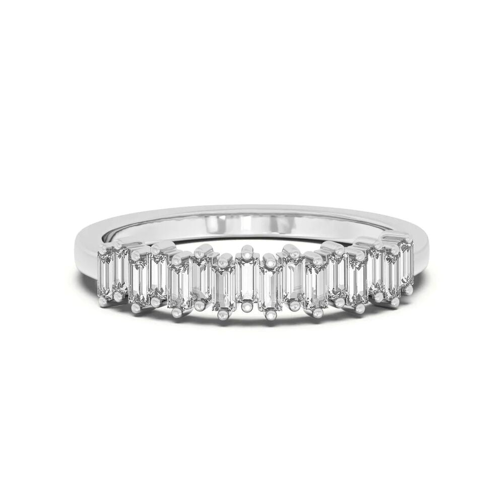 Baguette Cut Half Eternity Moissanite Wedding Band For Her