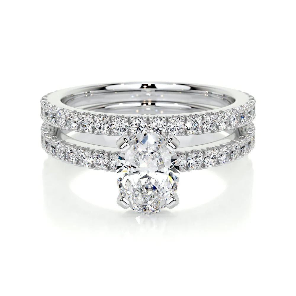 Oval Cut Moissanite Bridal Ring Set