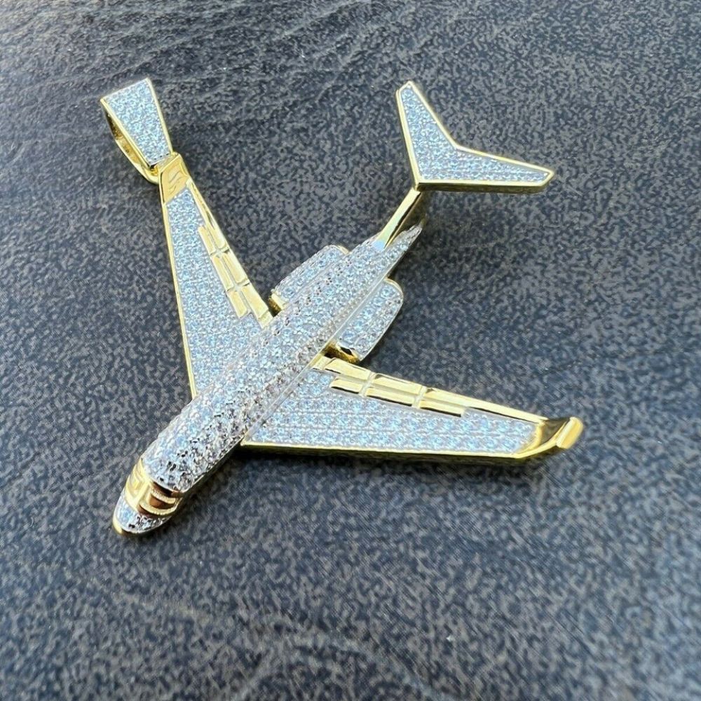 Airplane Iced Out Moissanite Elegant Hip Hop Pendant