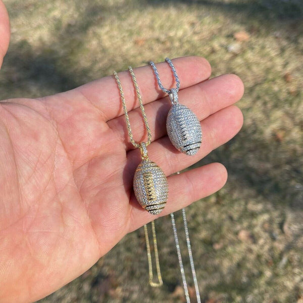 Football Iced Out Moissanite Rapper Style Hip Hop Pendant