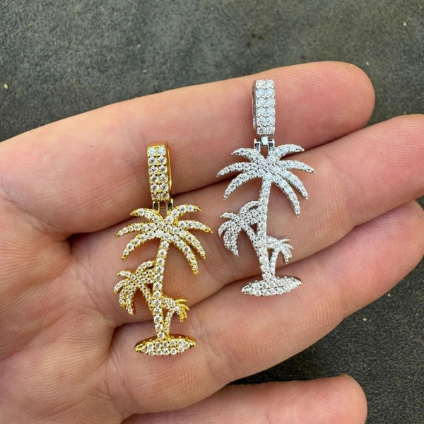 Iced Out VVS1 Moissanite Palm Tree Rapper Style Pendant