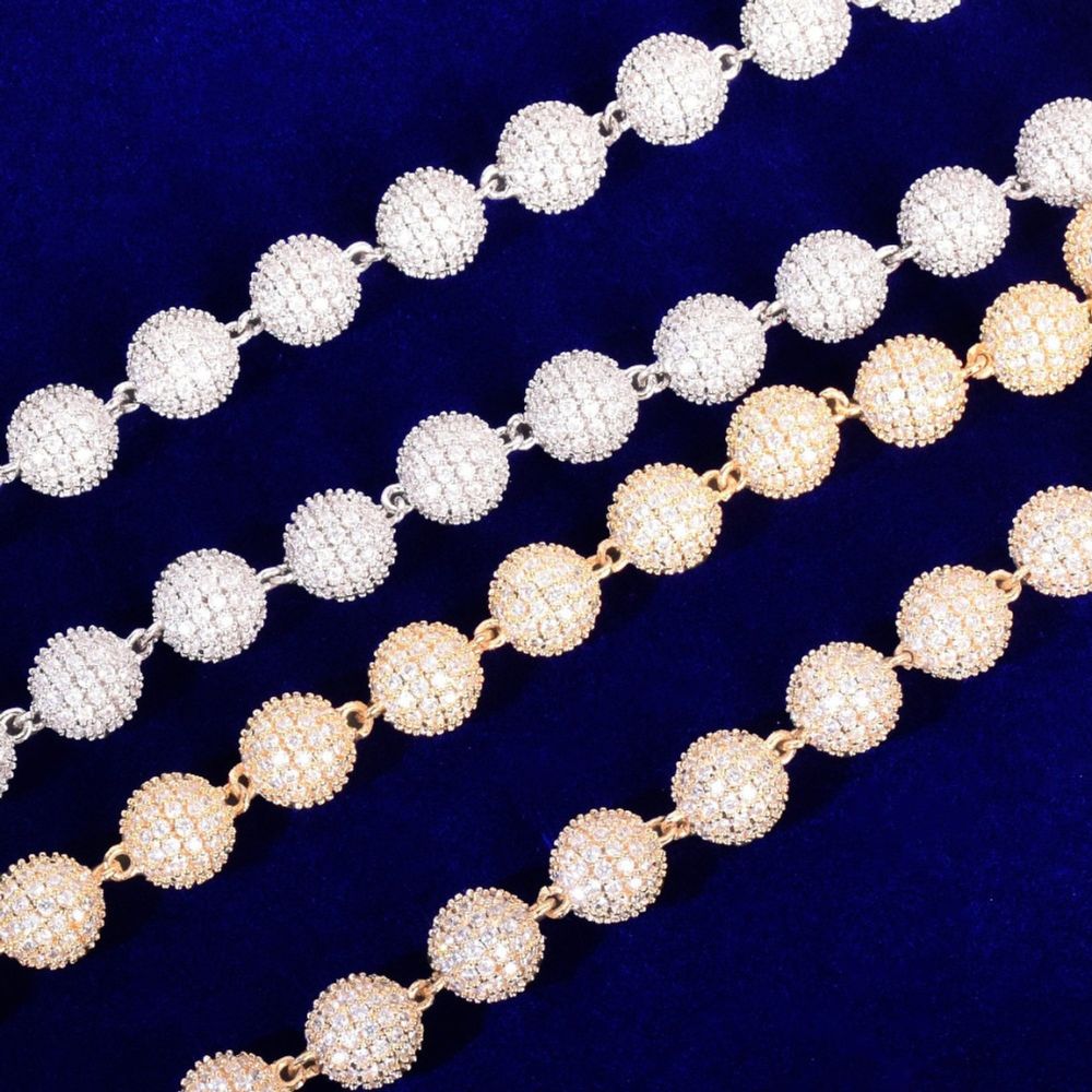 Round Cut Lab Grown Diamond Ball Style Link Chain