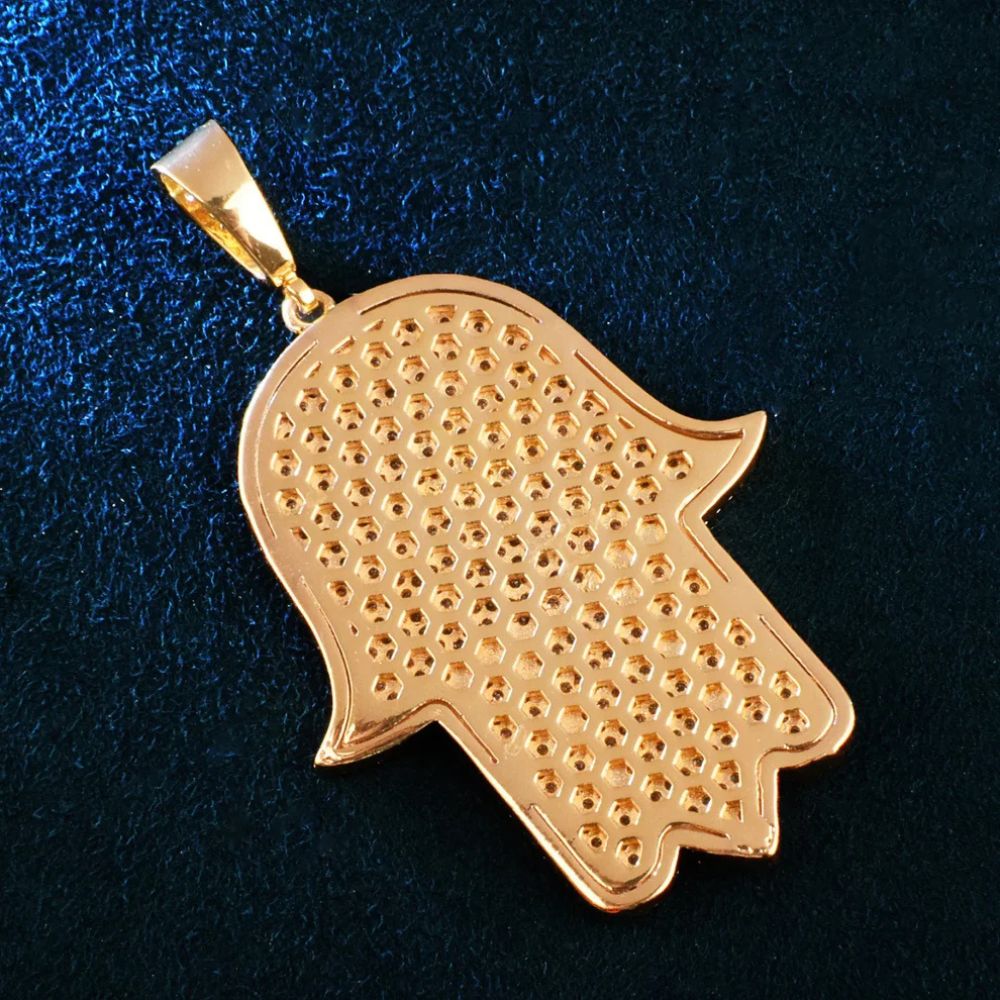 Iced Out Moissanite Hamsa Hand Hip Hop Pendant