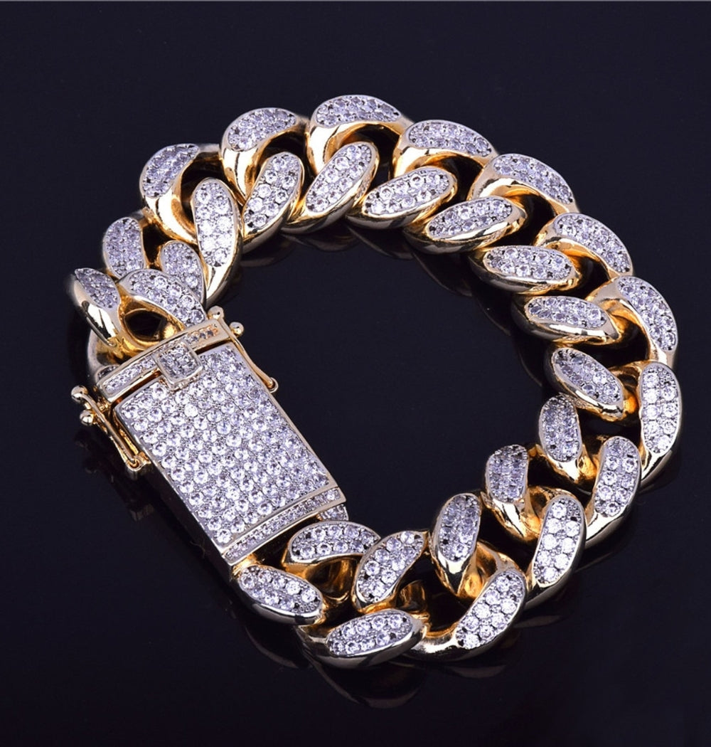 Moissanite Round Cut Cuban Iced Out Men's Hip Hop Bracelet
