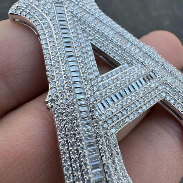 Baguette Cut Moissanite Iced Out A-Z Letter Hip Hop Pendant