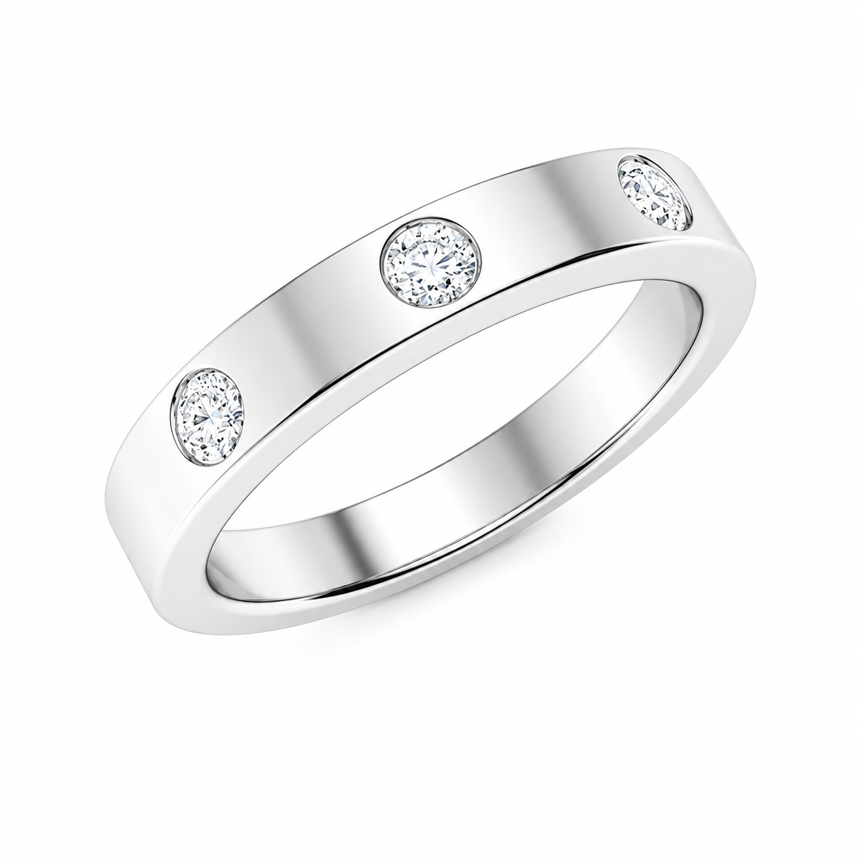 Lab Grown Diamond Round Cut Flush Set Men's Wedding Band