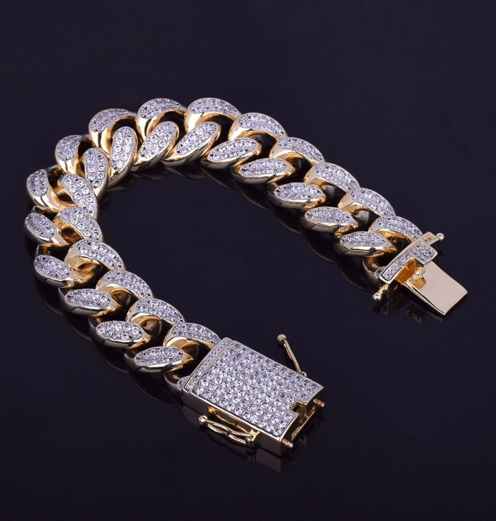 Moissanite Round Cut Cuban Iced Out Men's Hip Hop Bracelet