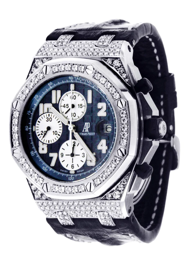 Moissanite Diamond Handmade AP Watch For Men's, Custom Hip Hop Watch