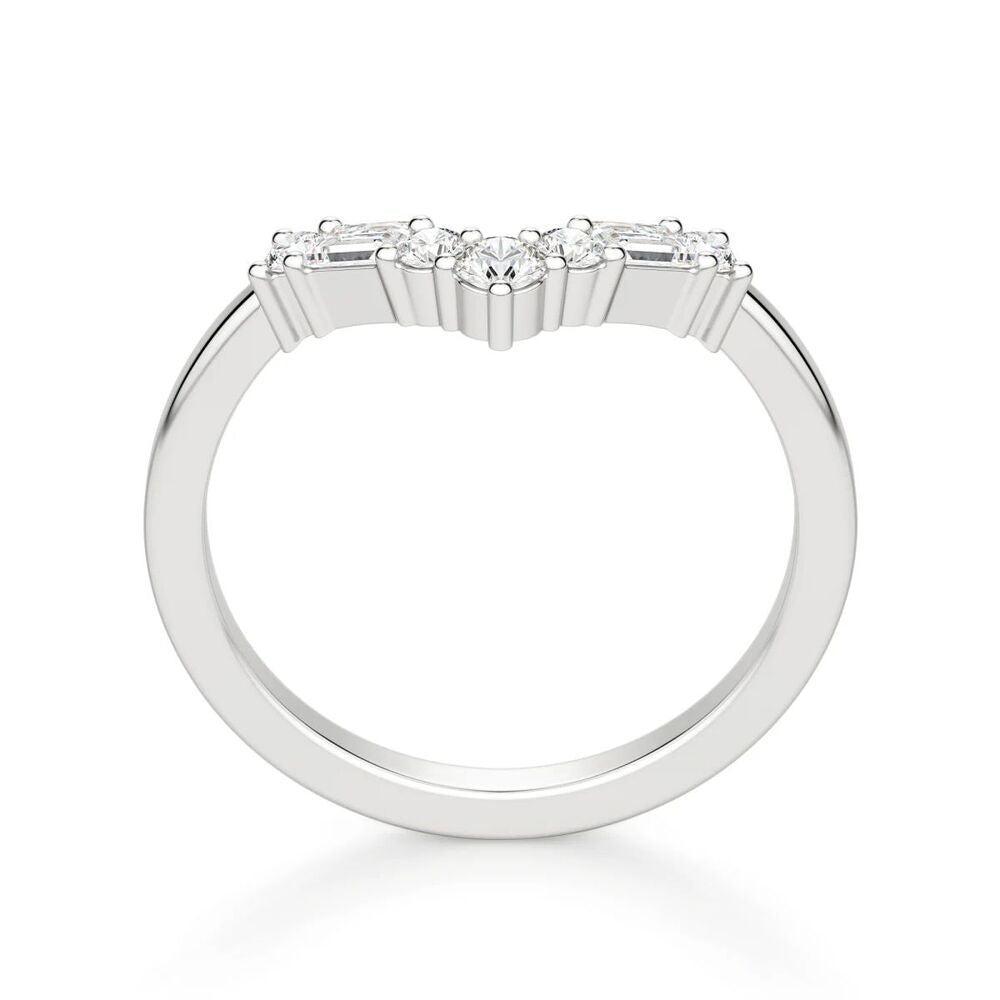 Multi Diamond Chevron Style Moissanite Wedding Band