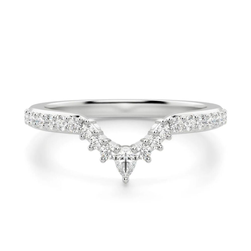 VVS1 Moissanite Pear & Round Cut Curved Style Wedding Band