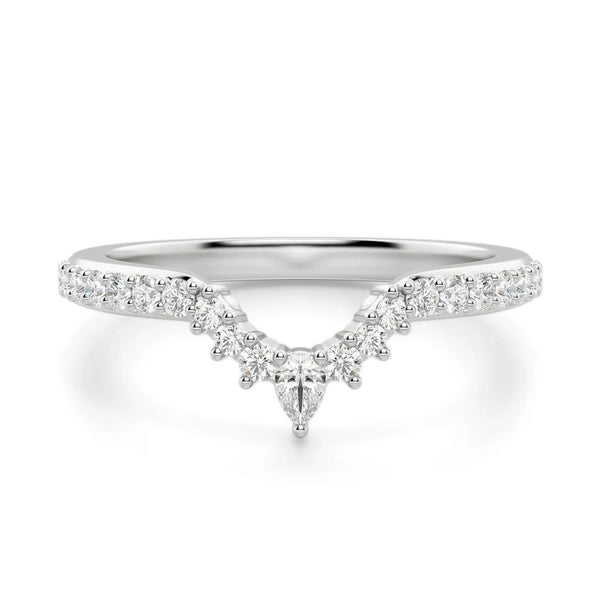 VVS1 Moissanite Pear & Round Cut Curved Style Wedding Band