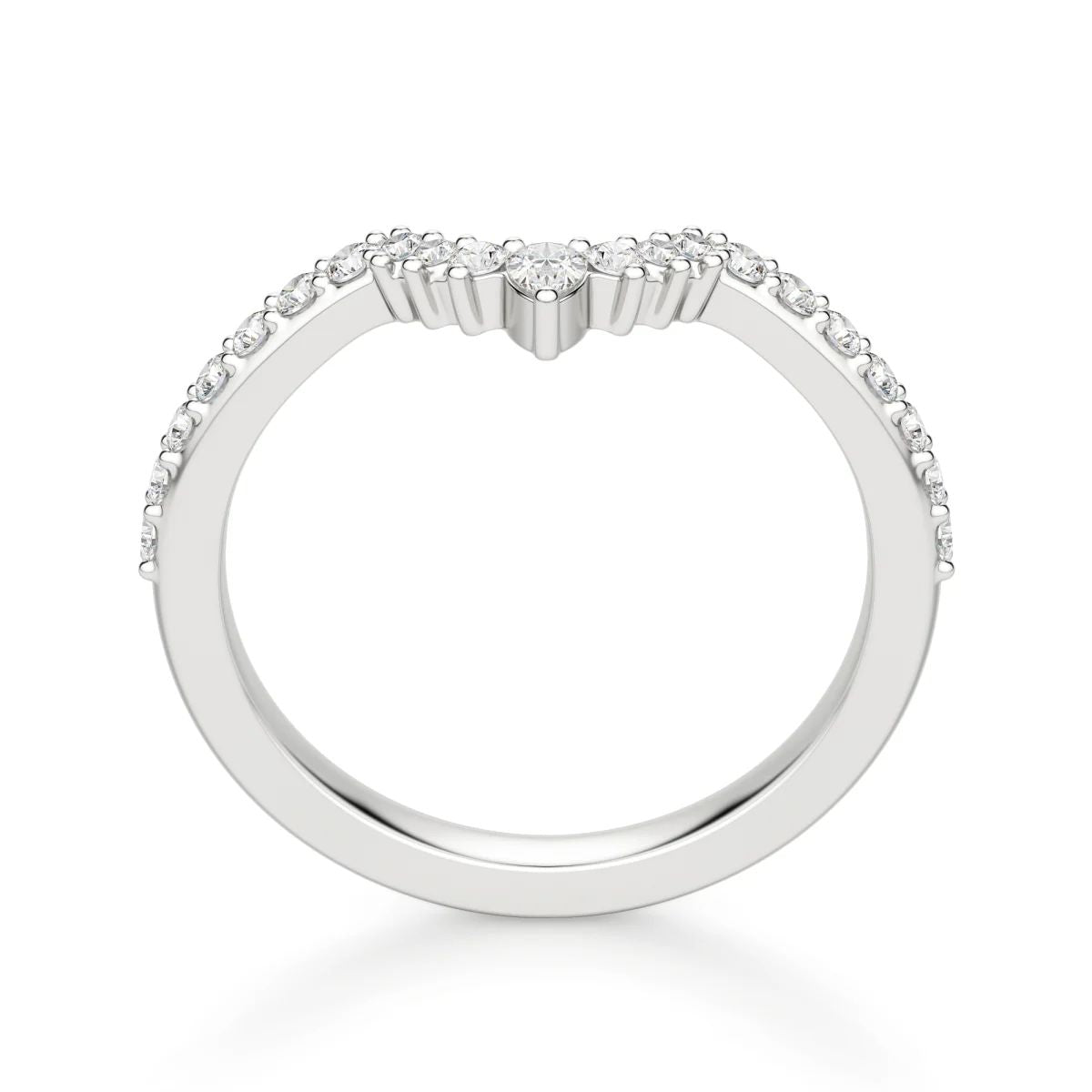 Round Cut Accent V Shape Eternity Wedding Band