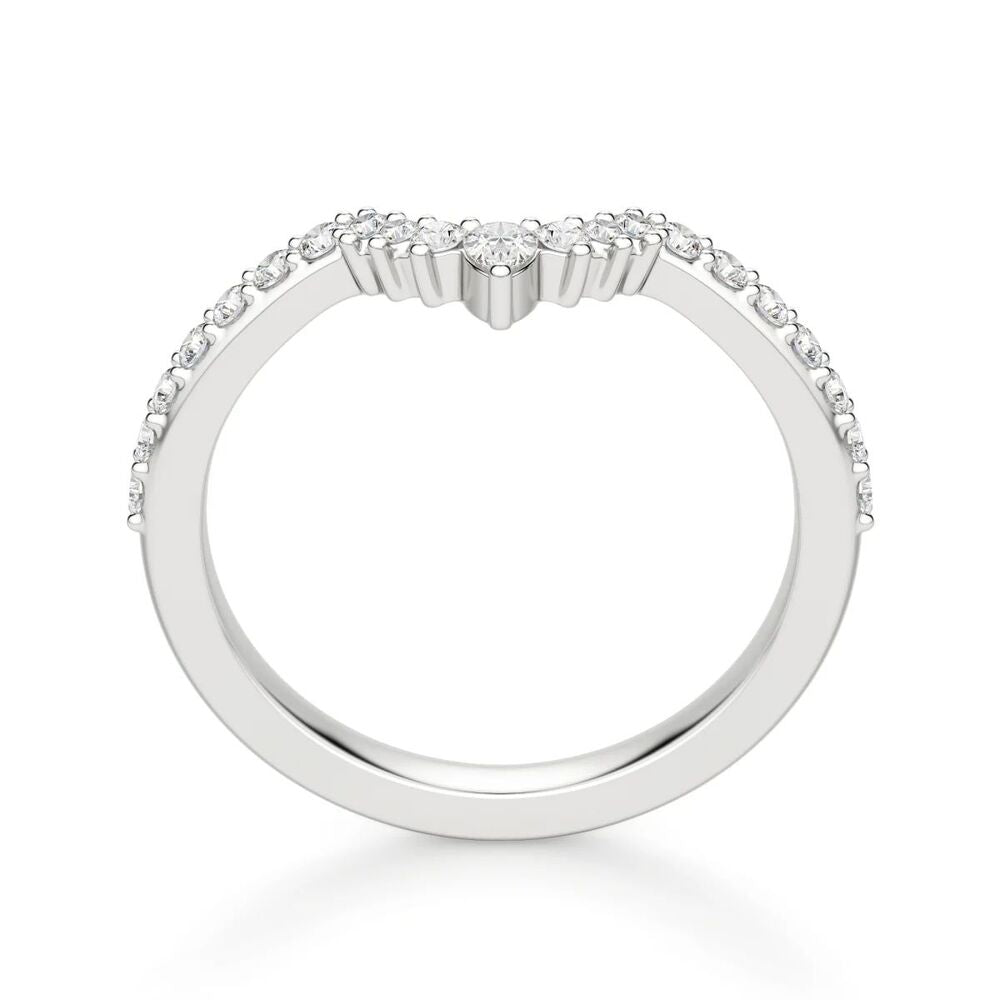 VVS1 Moissanite Pear & Round Cut Curved Style Wedding Band