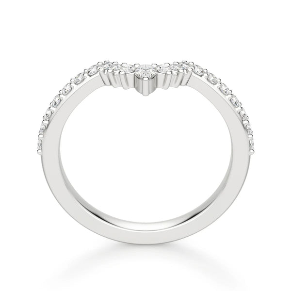 Round Cut Accent V Shape Eternity Wedding Band
