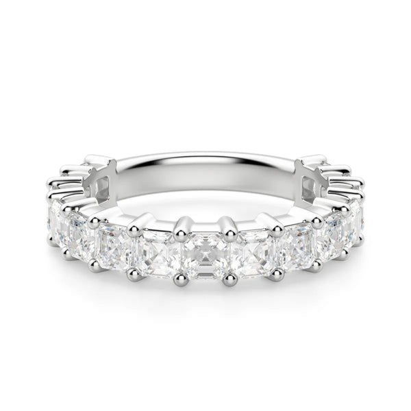 Moissanite Asscher Cut Semi Eternity Wedding Ring