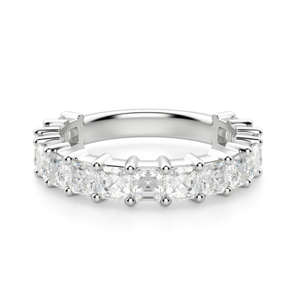 Asscher Cut Half Eternity Moissanite Promise Band