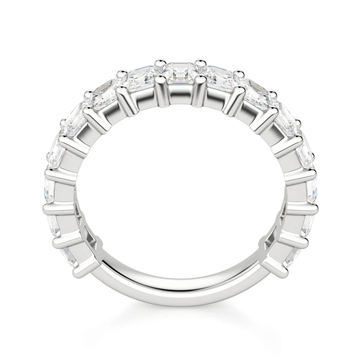 Moissanite Asscher Cut Semi Eternity Wedding Ring