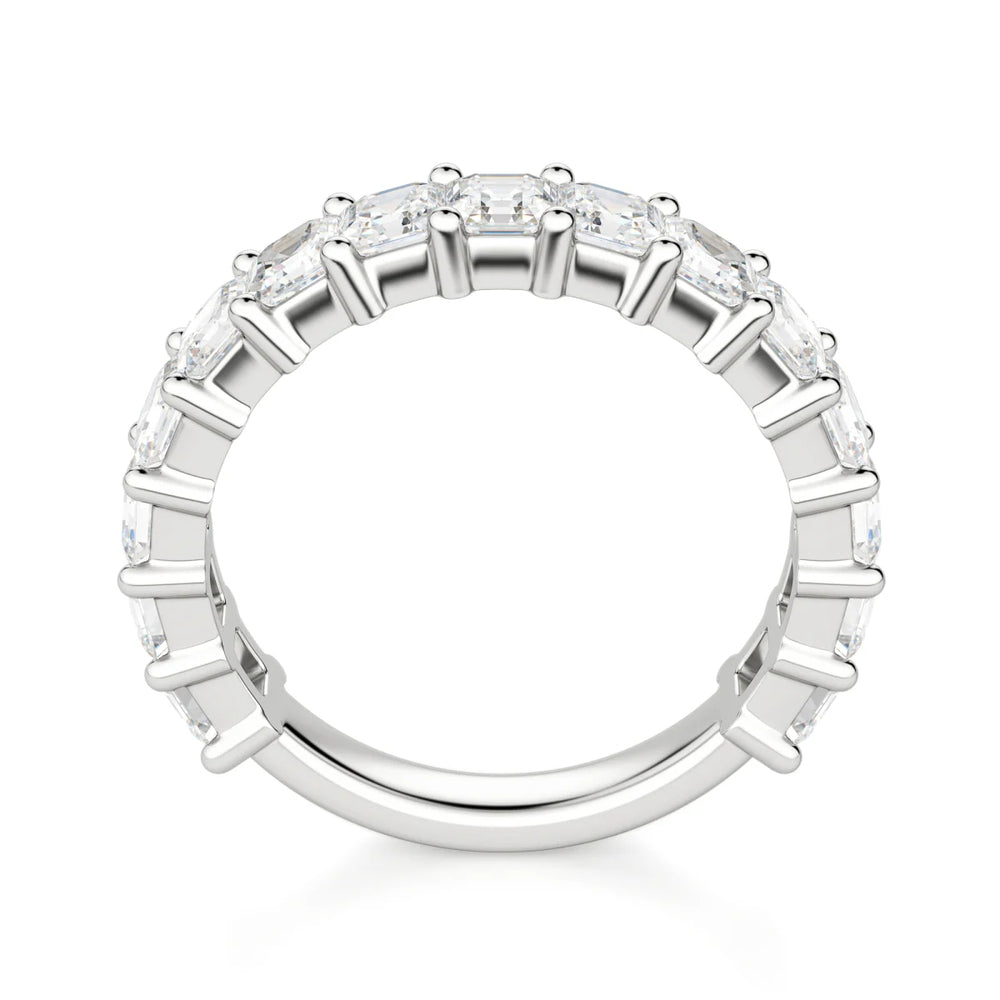 Asscher Cut Half Eternity Moissanite Promise Band