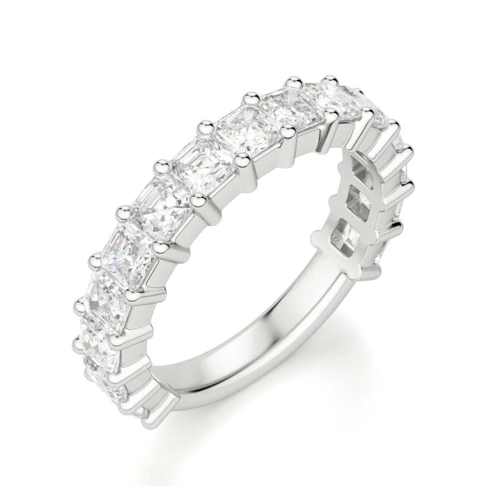 Asscher Cut Half Eternity Moissanite Promise Band