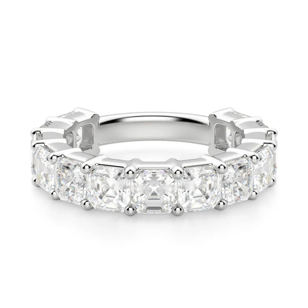 Asscher Cut Semi Eternity Wedding Band