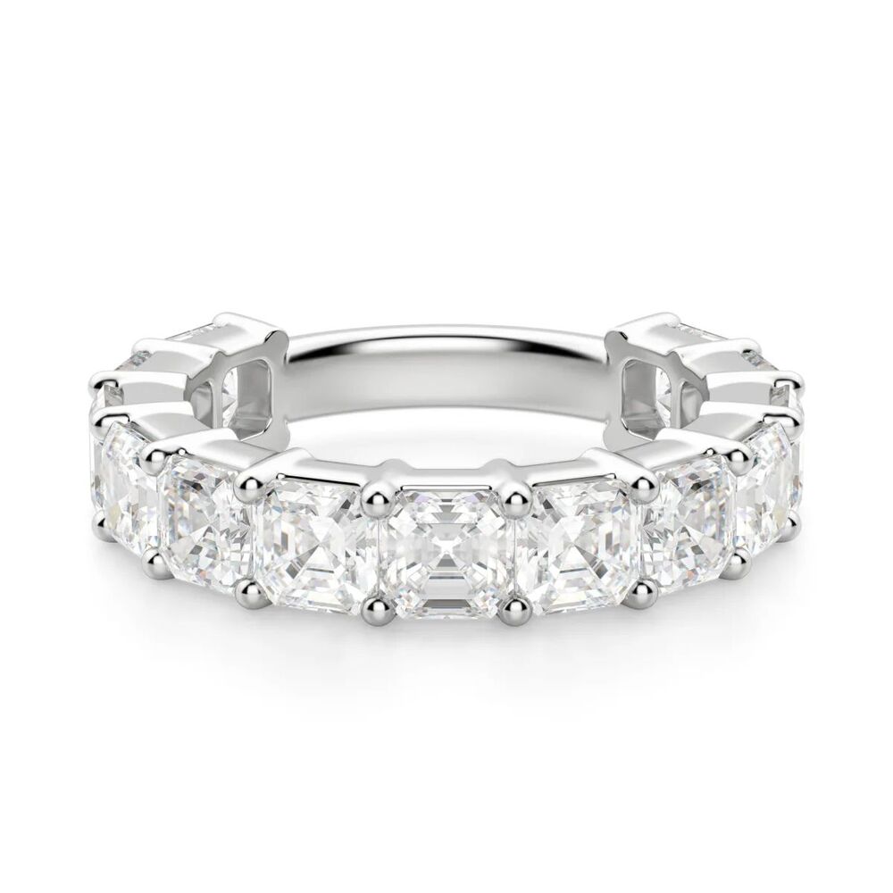Asscher Cut Moissanite Half Eternity Wedding Band