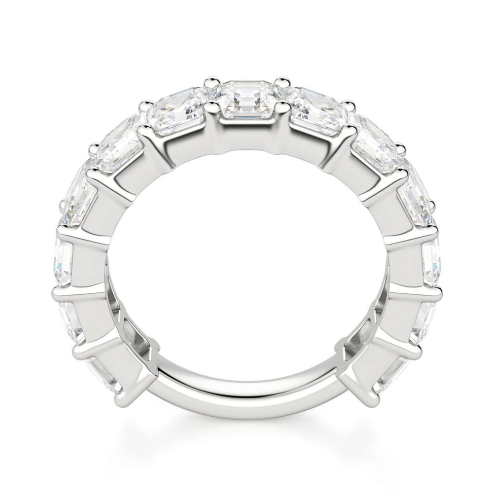 Asscher Cut Moissanite Half Eternity Wedding Band