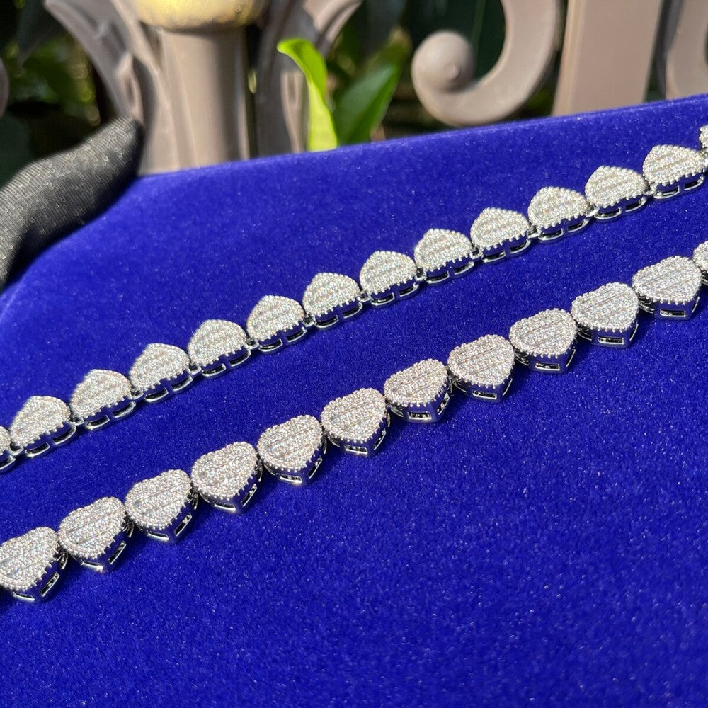 20MM Iced Out Heart Shape Moissanite Diamond Hip Hop Luxury Chain Necklace