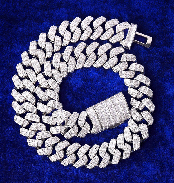Baguette Cut Lab Grown Diamond Miami Cuban Link Chain