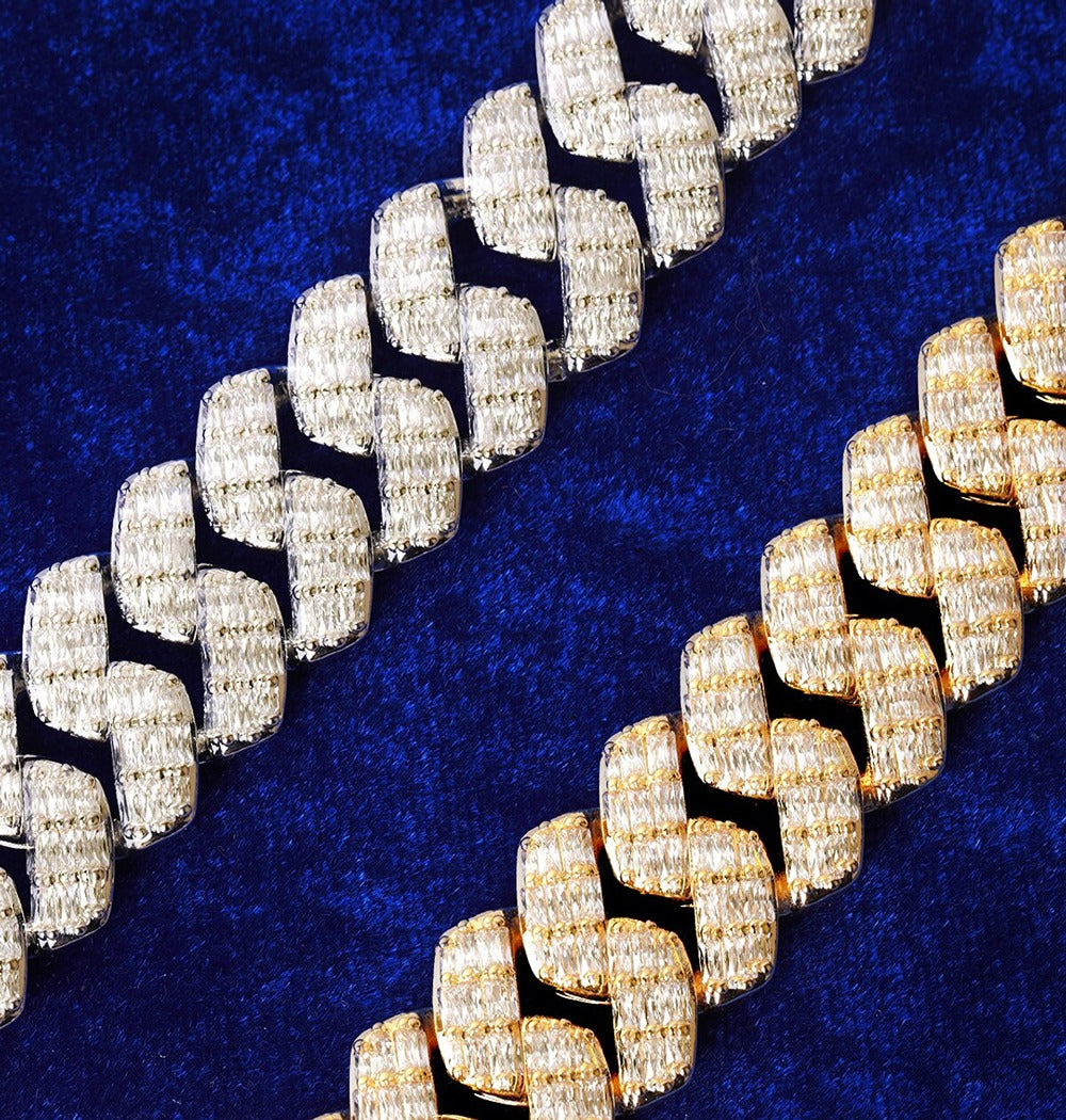 Baguette Cut Lab Grown Diamond Miami Cuban Link Chain