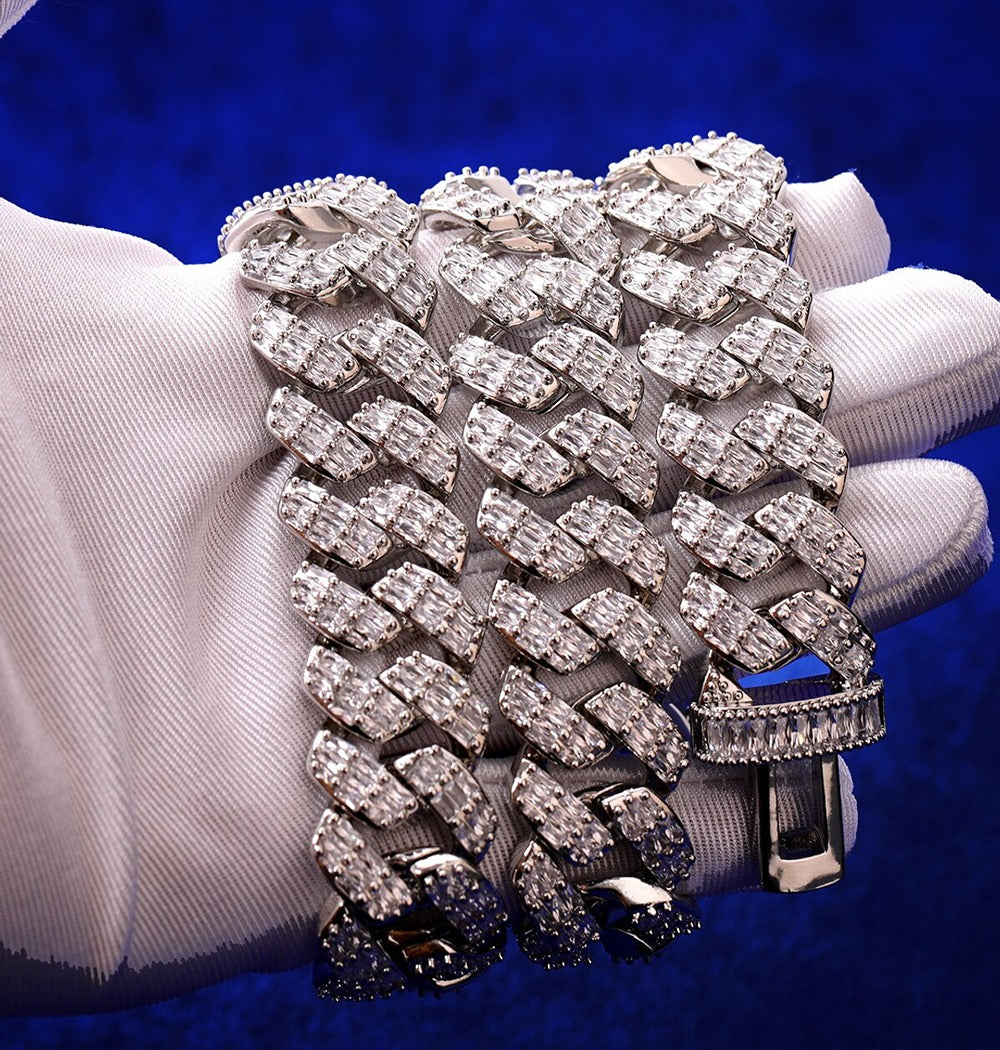 Baguette Cut Lab Grown Diamond Miami Cuban Link Chain