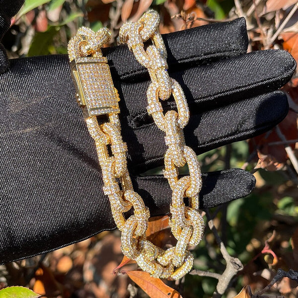 VVS1 Moissanite Diamond Rolo Link Hip Hop Necklace