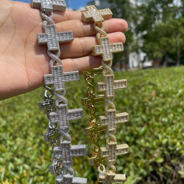 Criss-Cross Infinity Linked Iced Out Moissanite Hip Hop Luxury Unisex Chain Gift for Birthday