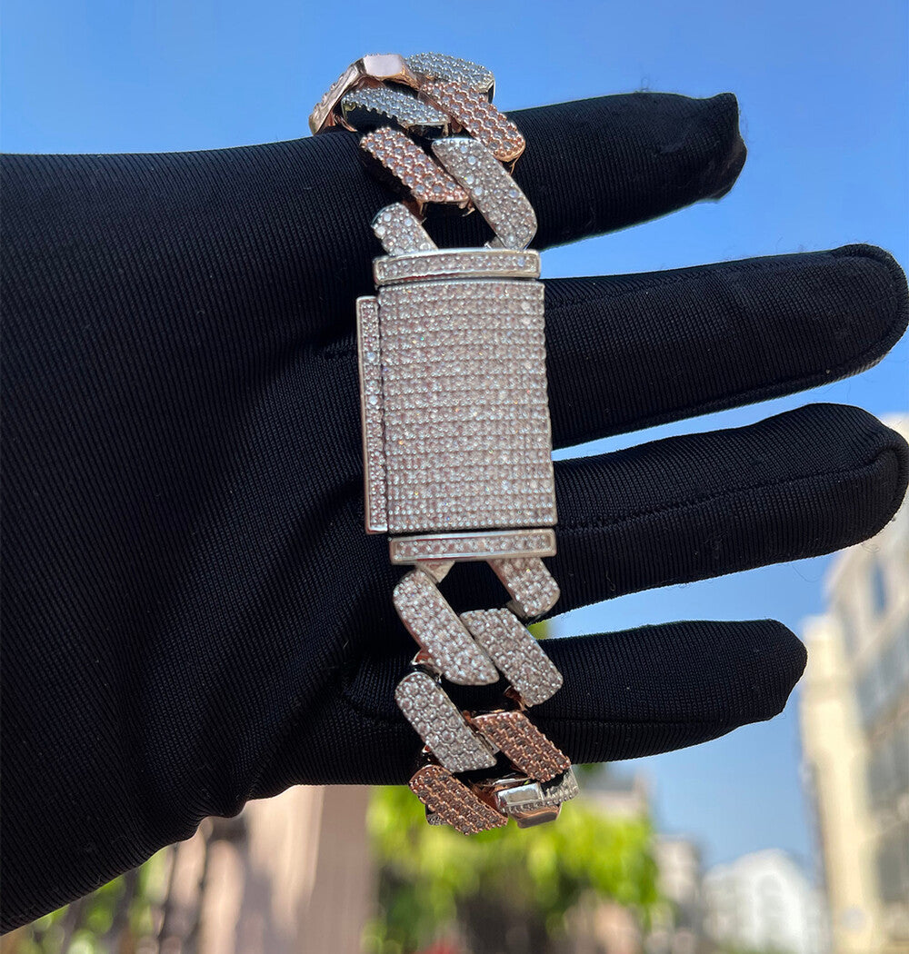 VVS1 Iced Out Moissanite Cuban Link Hip Hop Bracelet