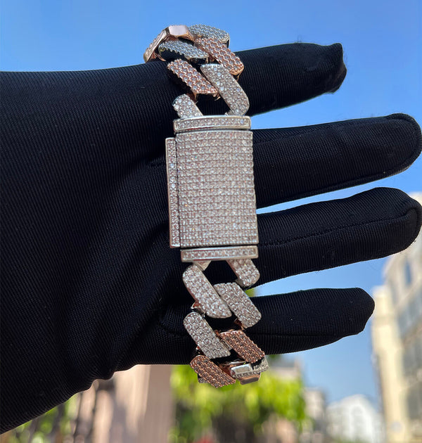 VVS1 Iced Out Moissanite Cuban Link Hip Hop Bracelet
