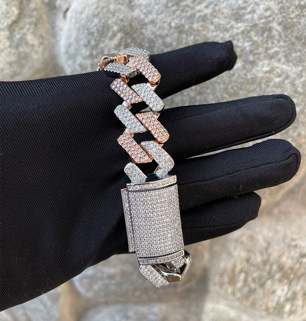 VVS1 Iced Out Moissanite Cuban Link Hip Hop Bracelet