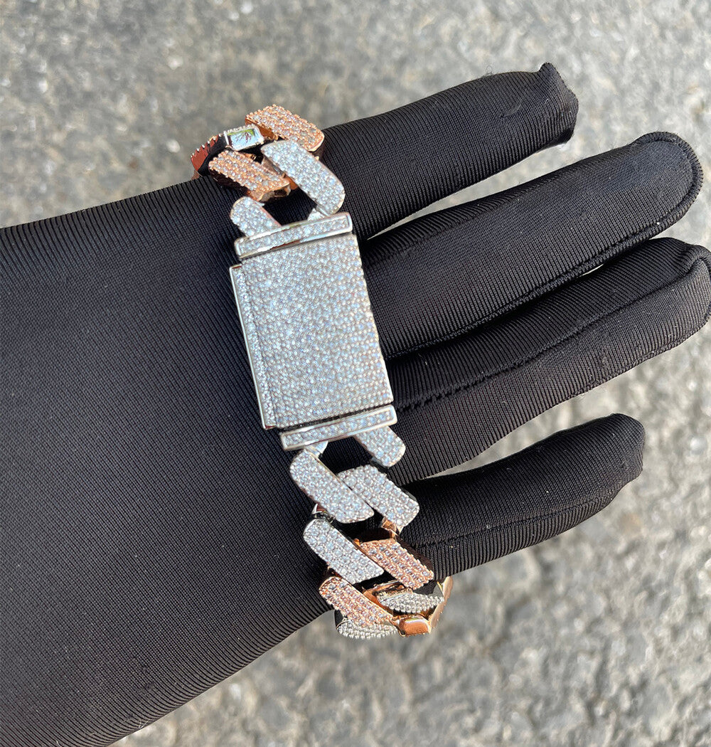 VVS1 Iced Out Moissanite Cuban Link Hip Hop Bracelet