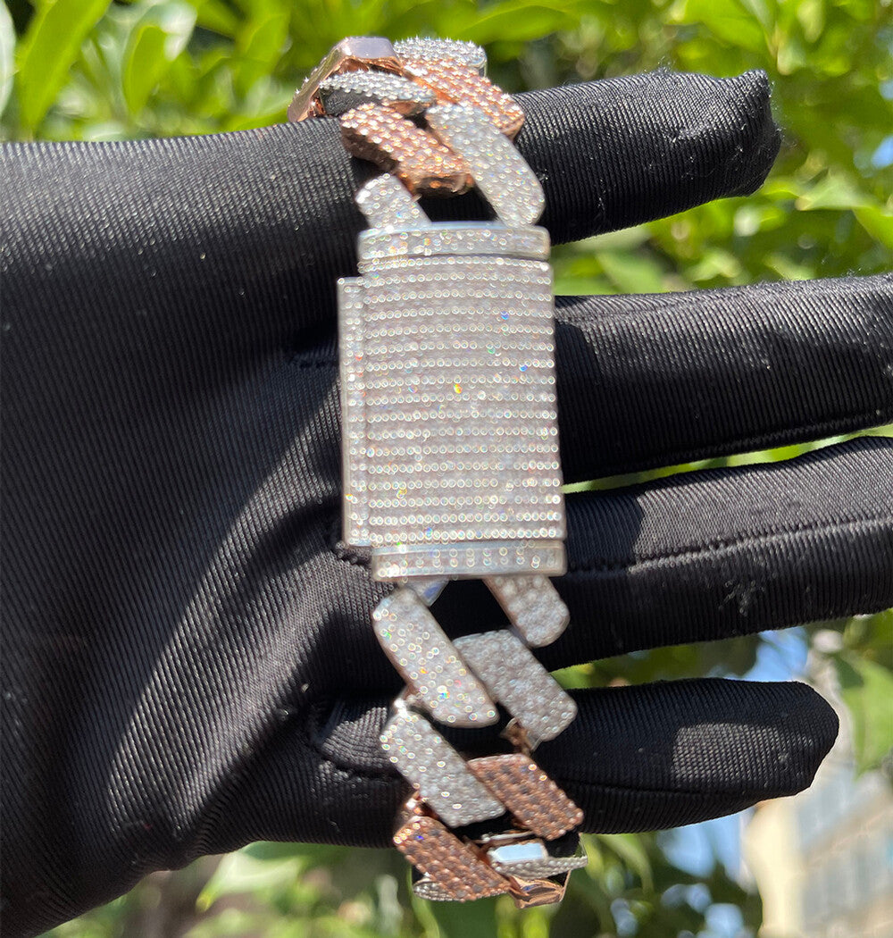 VVS1 Iced Out Moissanite Cuban Link Hip Hop Bracelet