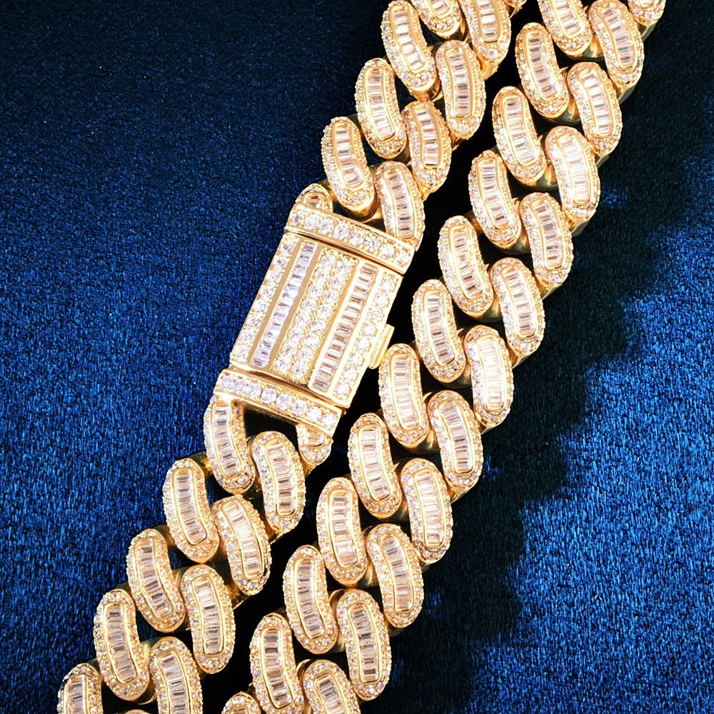 Baguette Cut Moissanite Iced Out 20MM Cuban Chain