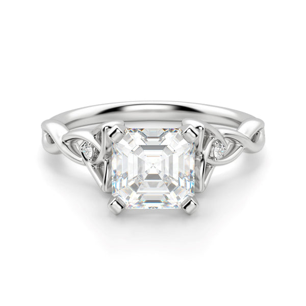 Asscher Cut Twisted Moissanite Engagement Ring