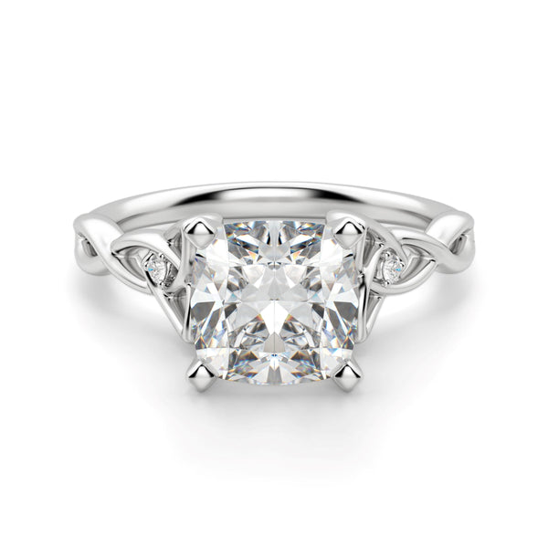 Cushion Cut Twisted Moissanite Engagement Ring