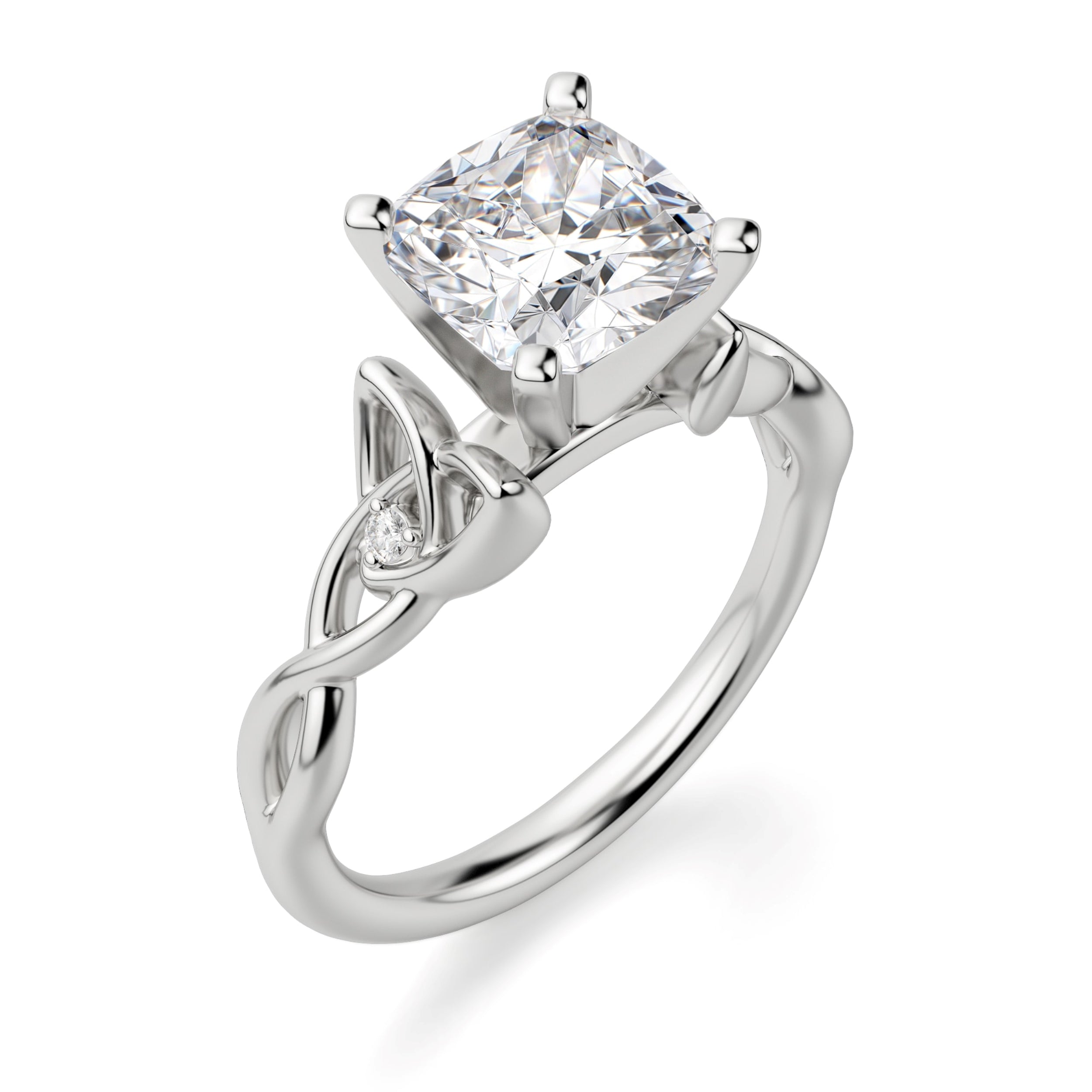 Cushion Cut Twisted Moissanite Engagement Ring