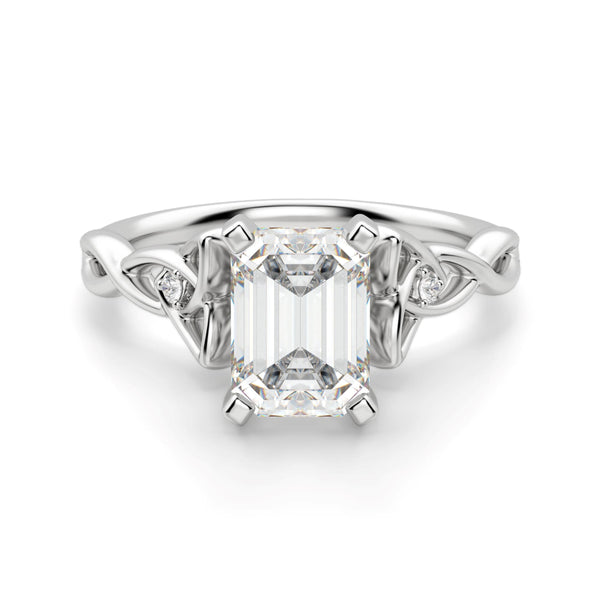 Emerald Cut Twisted Moissanite Engagement Ring