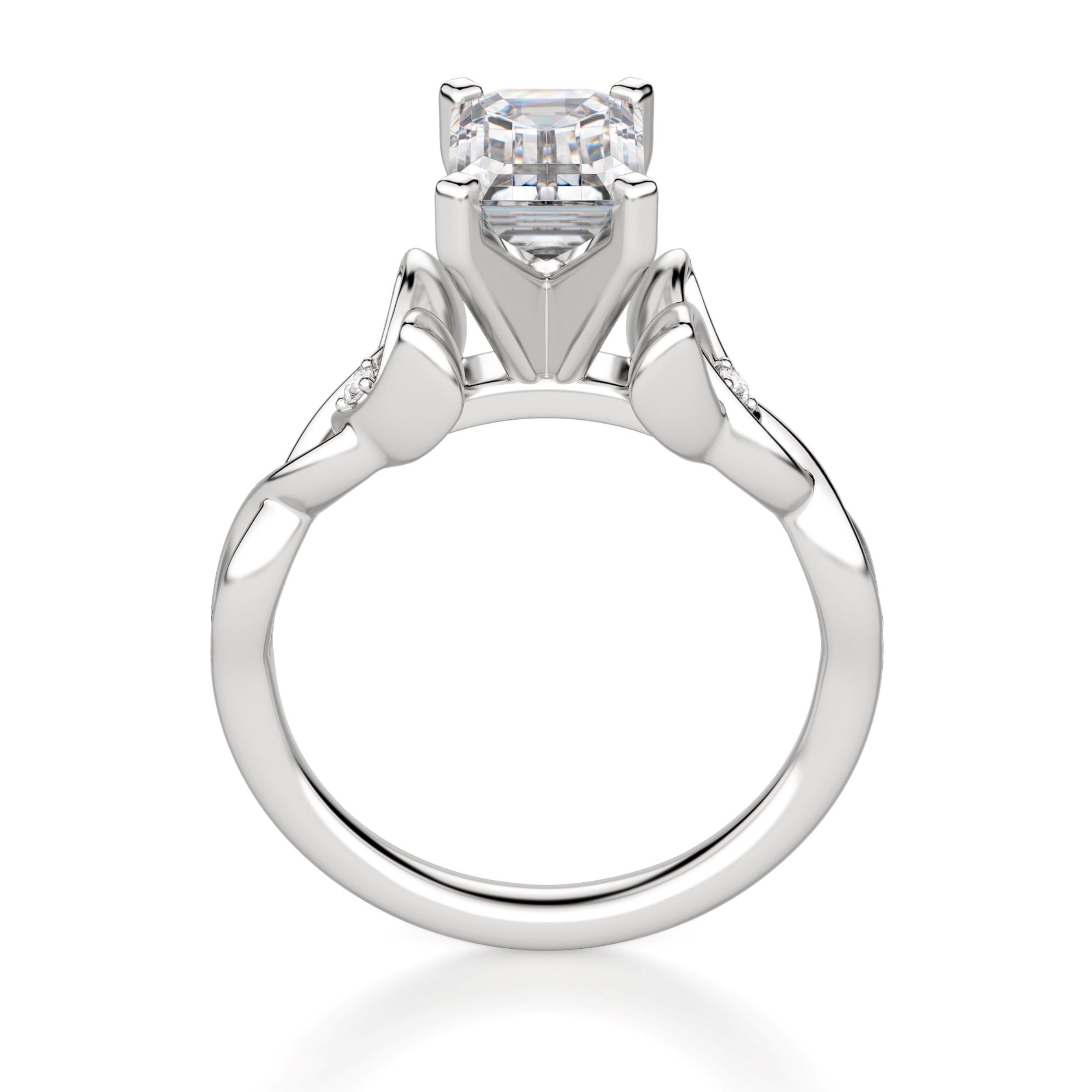Emerald Cut Twisted Moissanite Engagement Ring